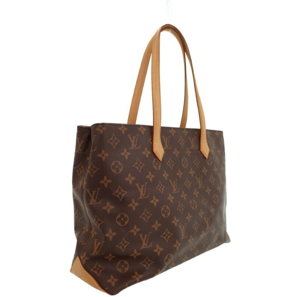 Louis Vuitton Tote Brown Leather Bag Wilshire Monogram